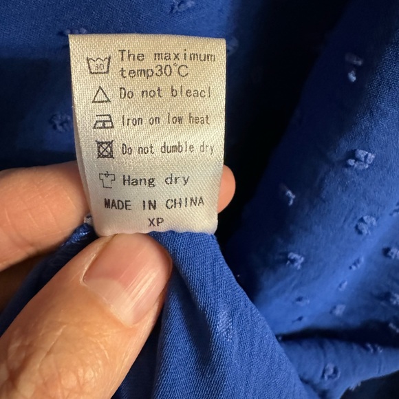 NWT royal blue long sleeve tunic, ruffled collar, V neckline by YSYOKOW size XXL - Picture 6 of 14